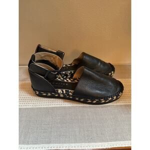 Polomitas by Paloma Barcelo Black Leather Espadrille Sandals Size 39/ US 8.5-9